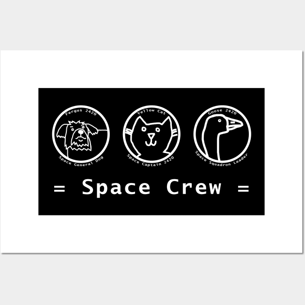 White Line Drawing Sci Fi Space Crew 2420 Wall Art by ellenhenryart